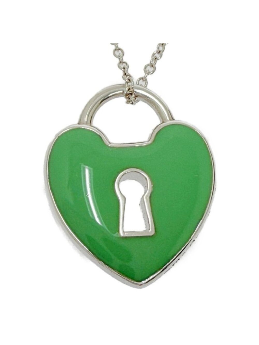 Tiffany & Co Silver Enamel Heart Lock Necklace